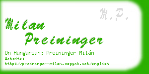 milan preininger business card